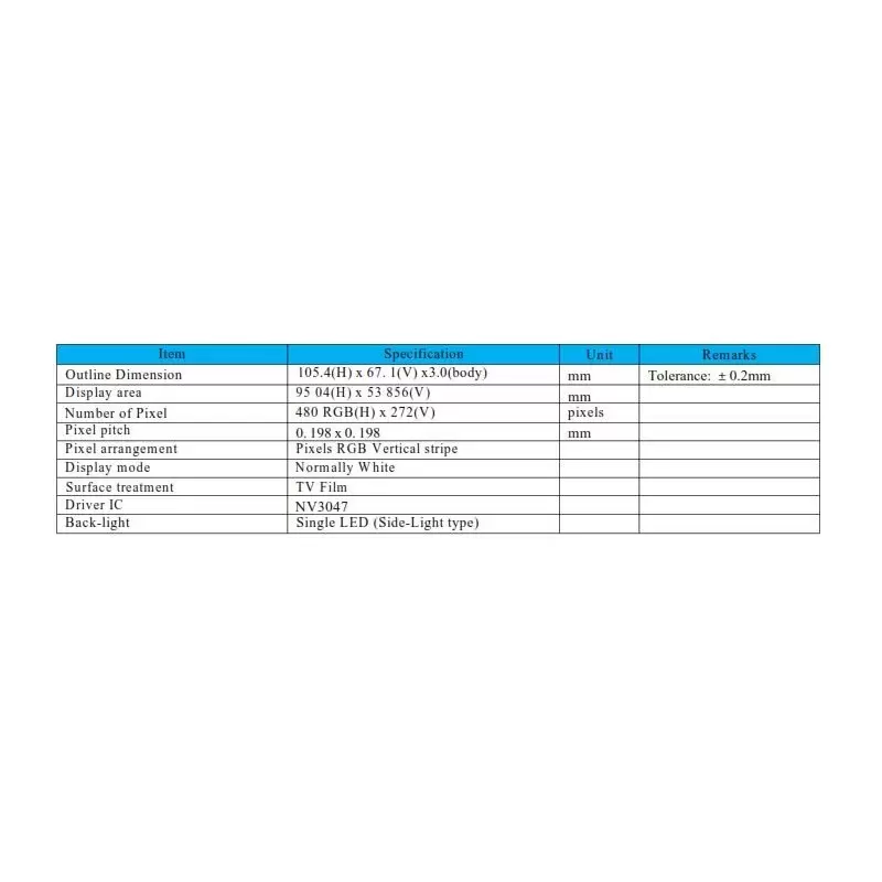 السیدی 4.3 اینچ بدون تاچ 480x272 - TFT LCD 4.3 inch Without Touch -GN043C4024-01   - روشنایی بالا گرید +A