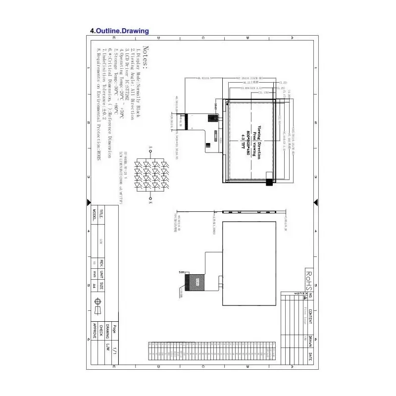 السیدی 4.3 اینچ بدون تاچ 800x480- TFT LCD4.3 inch  IPS  - GN043BISI40A007-V3-RGB16:10-B2000   - روشنایی بالا گرید +A