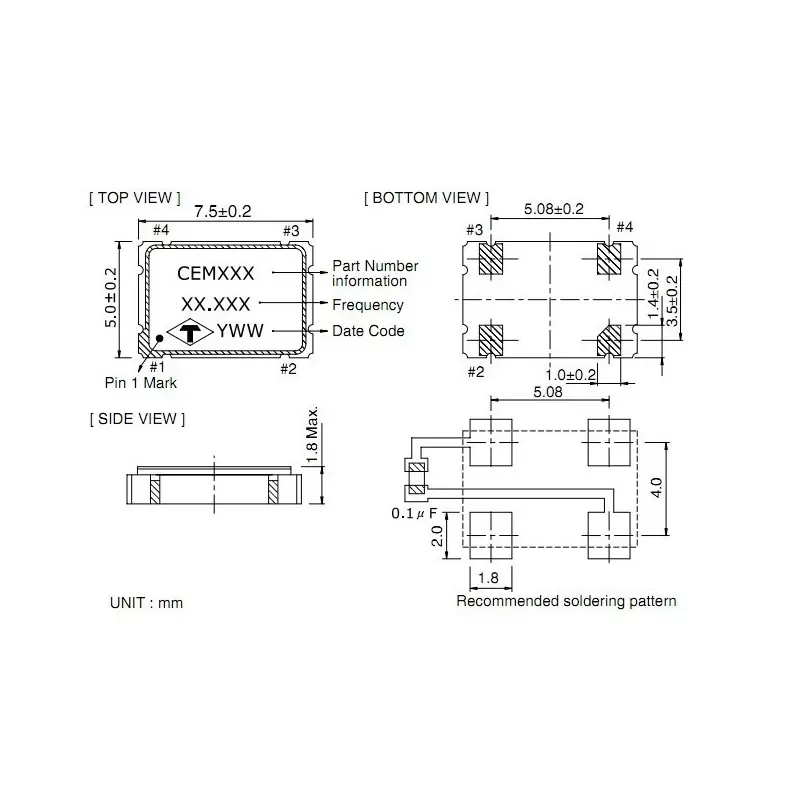 اسیلاتور 50 مگاهرتز./smd5032 محصول کویر الکترونیک